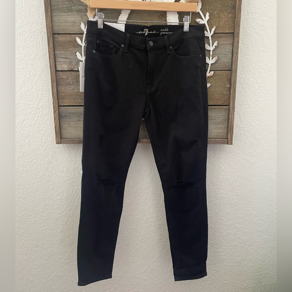 7famk Gwenovere ankle black distressed skinny jeans size 31 NWT